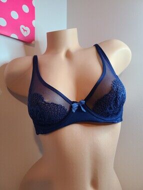 Y2K VS Body By Victoria Lace & Mesh Underwire Unlined Demi Bra Size 34B